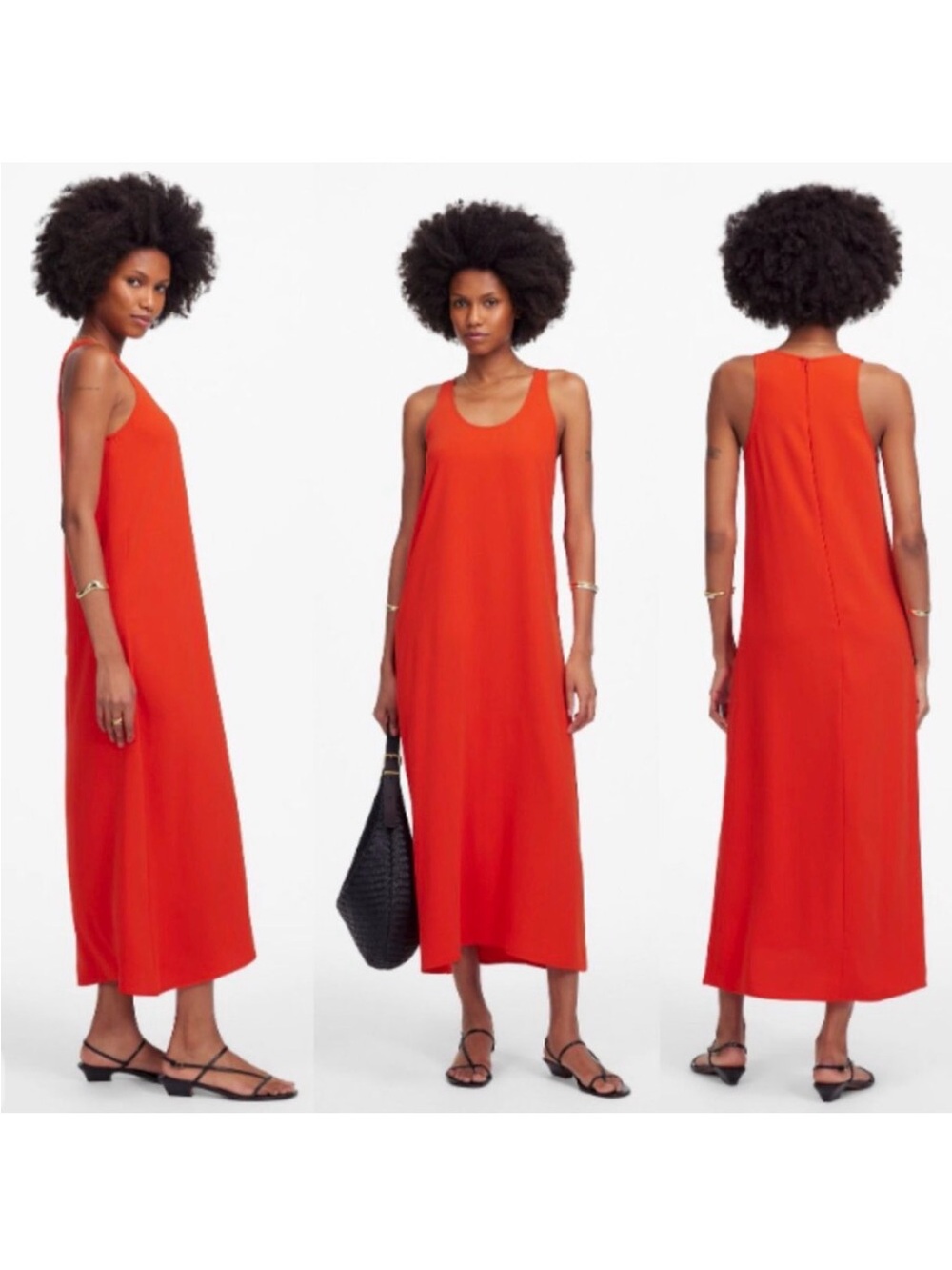 Madewell Sleeveless Scoopneck Midi Dress NWT in Bright Flame Red XS
